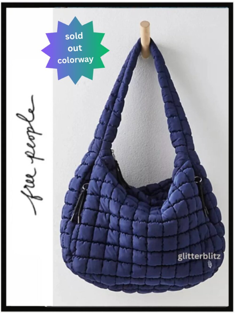 Free People Quilted Carryall NAVY BLUE
